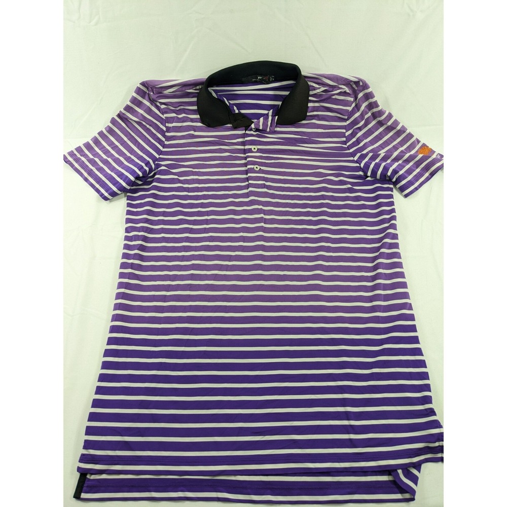 RLX Ralph Lauren Golf Polo Shirt Size Medium Purple Striped Oak Tree Golf Course
